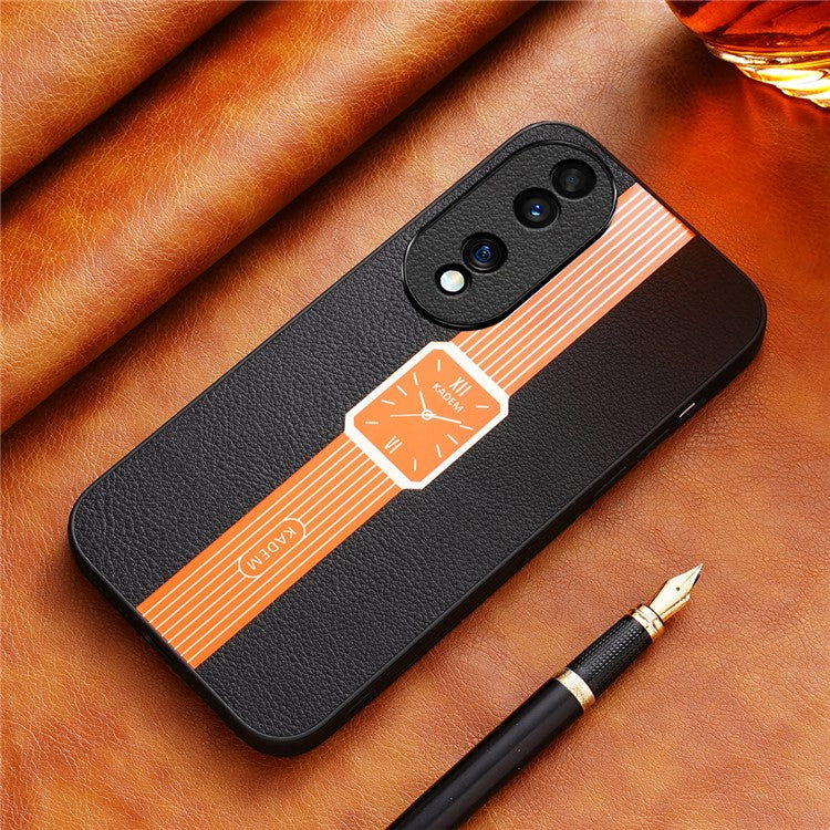 KADEM For Honor 70 Pro 5G / 70 Pro+ 5G Case Leather+TPU+Acrylic Watch Pattern Back Cover - Orange