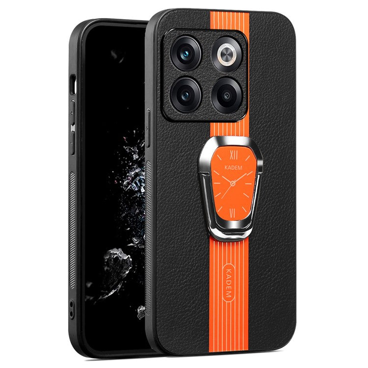 KADEM For OnePlus Ace Pro 5G / 10T 5G Cover TPU+Acrylic Protector Shell with PU Leather Coating - Orange