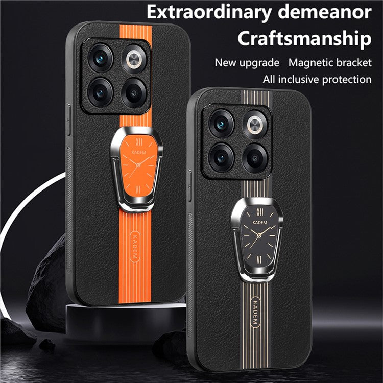 KADEM For OnePlus Ace Pro 5G / 10T 5G Cover TPU+Acrylic Protector Shell with PU Leather Coating - Orange