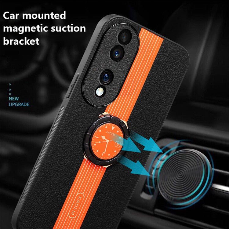 KADEM For Honor 70 Pro 5G / 70 Pro+ 5G Case Ring Kickstand Leather Coating Anti-fall Phone Cover - Orange