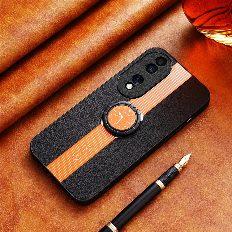 KADEM For Honor 70 Pro 5G / 70 Pro+ 5G Case Ring Kickstand Leather Coating Anti-fall Phone Cover - Orange