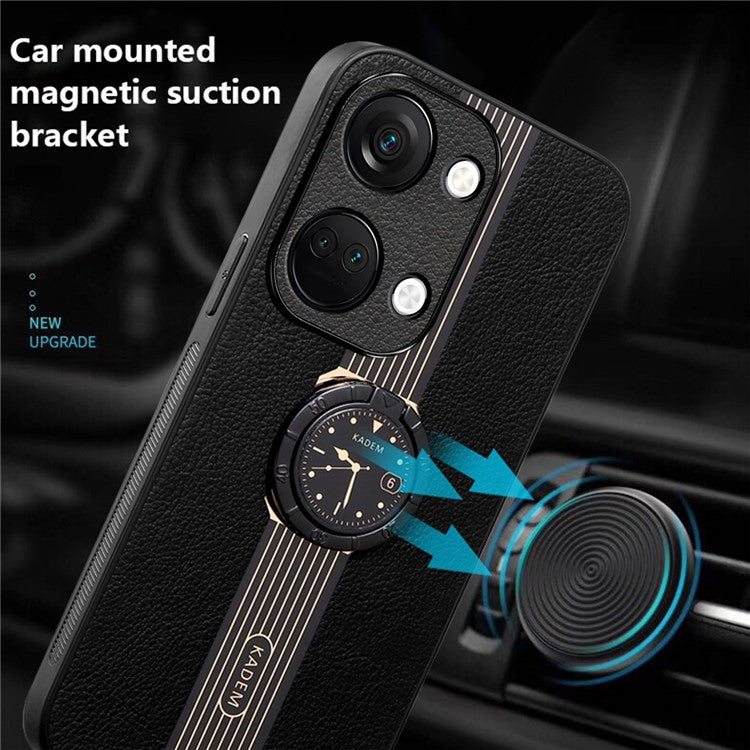 KADEM For OnePlus Ace 2V / Nord 3 5G Case Ring Kickstand PU Leather Coated Phone Protective Cover - Black