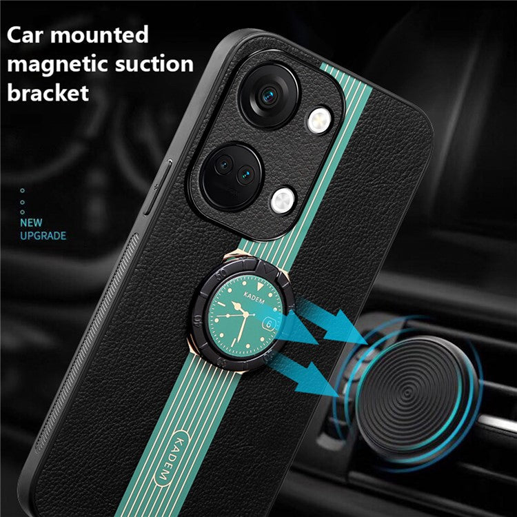 KADEM For OnePlus Ace 2V / Nord 3 5G Case Ring Kickstand PU Leather Coated Phone Protective Cover - Green