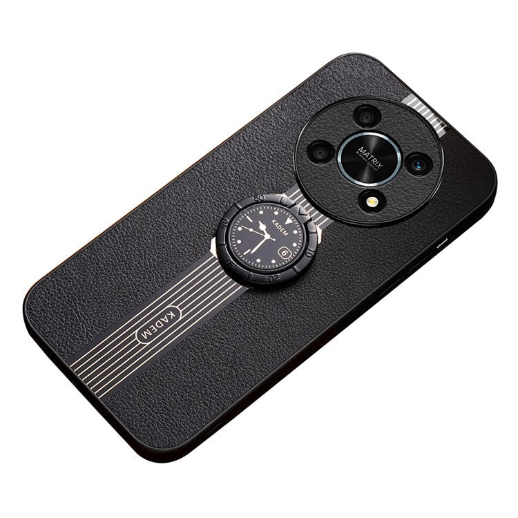 KADEM For Honor X30 5G / X9 5G / X40 GT 5G / Magic4 Lite 5G / 4G Case Ring Kickstand PU+TPU+Acrylic Electroplating Cover - Black