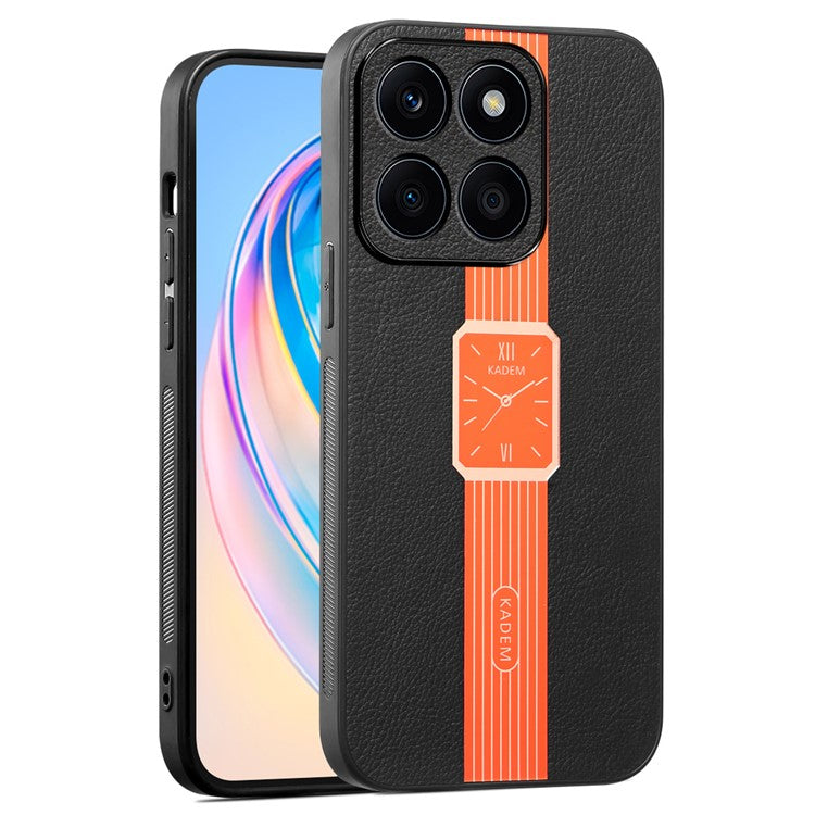 KADEM For Honor X8 5G / X6 4G / X6s 4G / 70 Lite 5G Phone Case PU Leather+TPU+Acrylic Electroplating Cover - Orange
