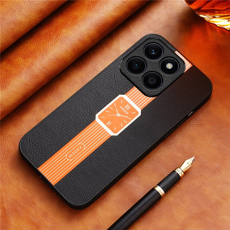 KADEM For Honor X8 5G / X6 4G / X6s 4G / 70 Lite 5G Phone Case PU Leather+TPU+Acrylic Electroplating Cover - Orange