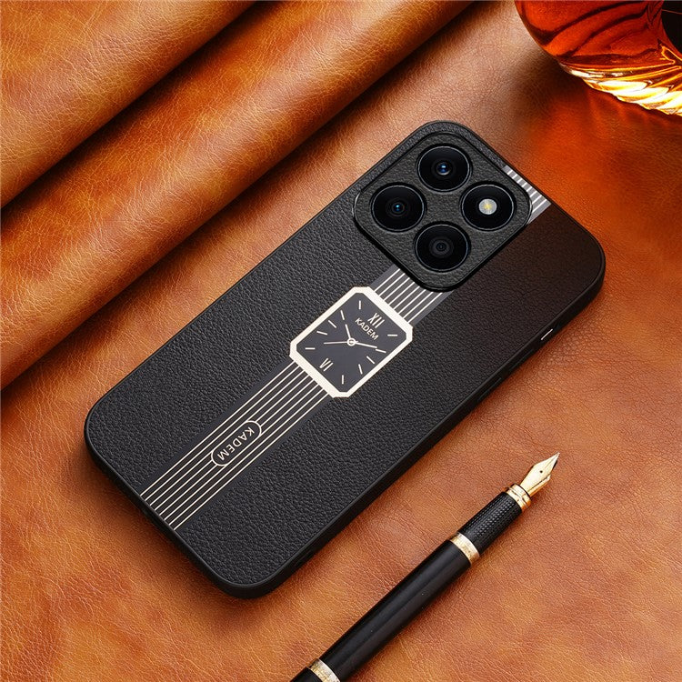 KADEM For Honor X8 5G / X6 4G / X6s 4G / 70 Lite 5G Phone Case PU Leather+TPU+Acrylic Electroplating Cover - Black
