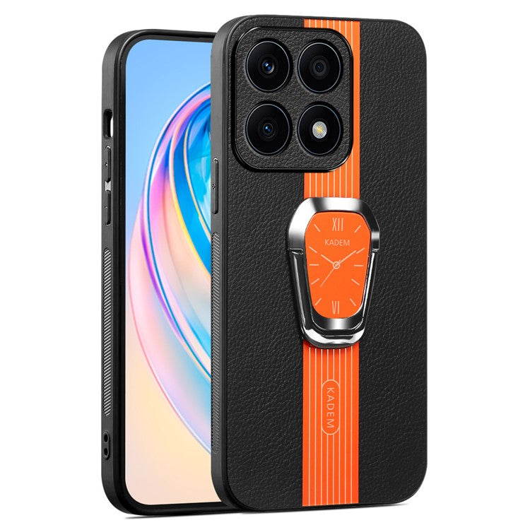 KADEM For Honor X8 5G / X6 4G / X6s 4G / 70 Lite 5G Case PU Leather Coated Acrylic+TPU Cover with Folding Kickstand - Orange