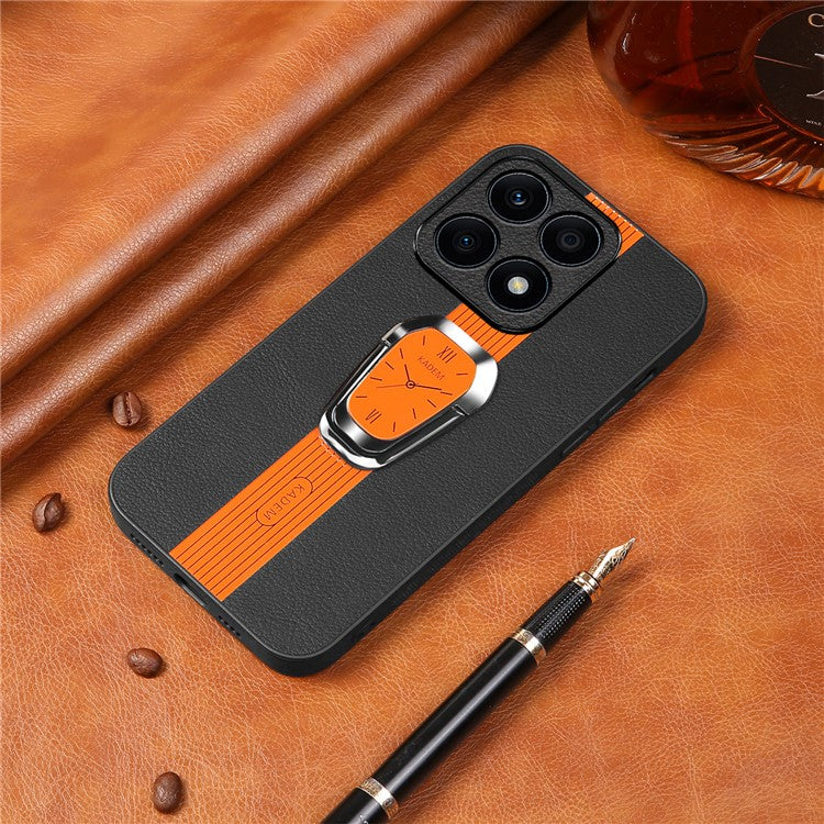 KADEM For Honor X8 5G / X6 4G / X6s 4G / 70 Lite 5G Case PU Leather Coated Acrylic+TPU Cover with Folding Kickstand - Orange
