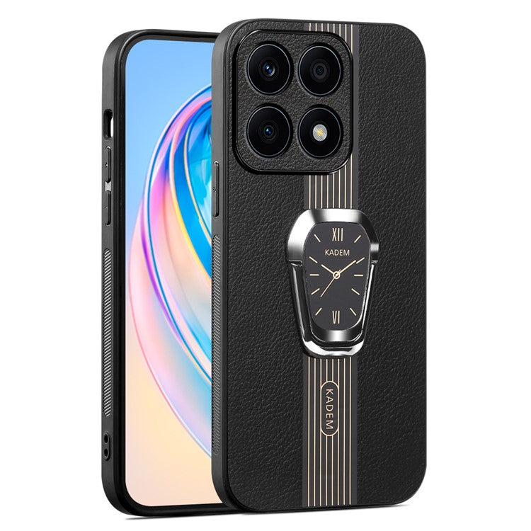 KADEM For Honor X8 5G / X6 4G / X6s 4G / 70 Lite 5G Case PU Leather Coated Acrylic+TPU Cover with Folding Kickstand - Black