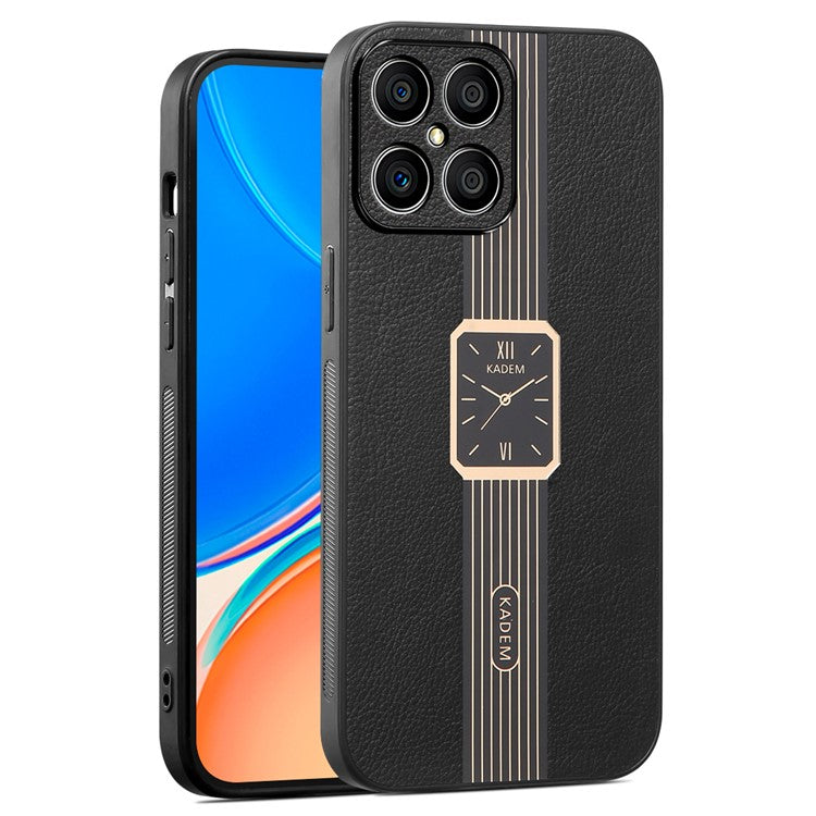 KADEM For Honor X8 4G / X30i Case Camera Protection Watch Pattern PU+Acrylic+TPU Phone Cover - Black