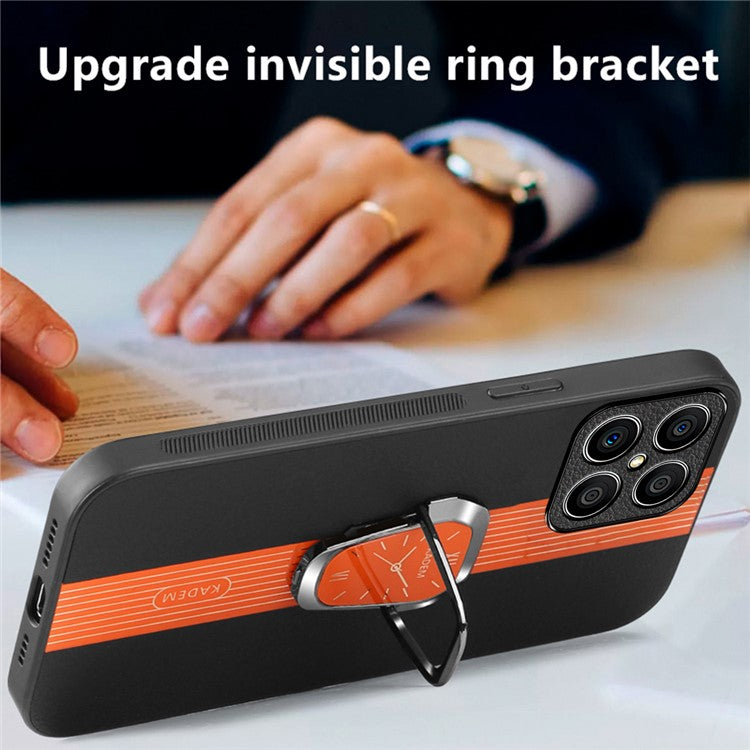 KADEM For Honor X8 4G / X30i Cover Magnetic Car Mount Kickstand PU Leather+TPU+Acrylic Phone Case - Orange