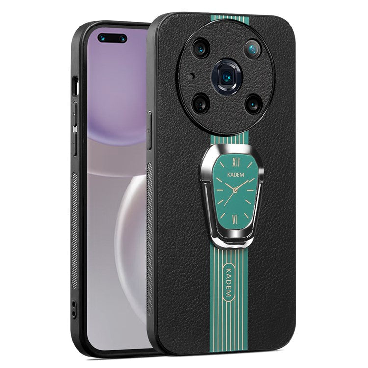 KADEM For Honor Magic4 Pro 5G Cell Phone Cases Leather+TPU+Acrylic Folding Kickstand Cover - Green