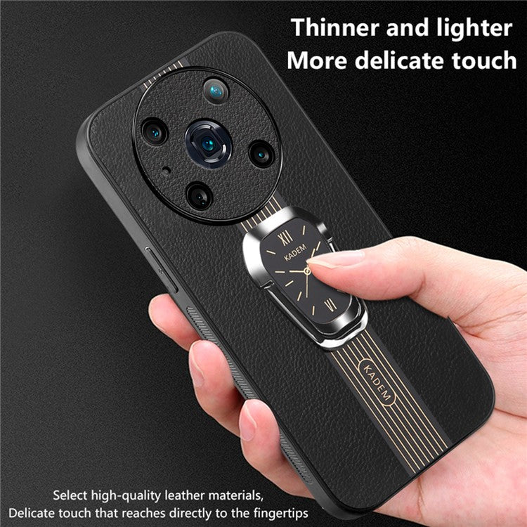 KADEM For Honor Magic4 Pro 5G Cell Phone Cases Leather+TPU+Acrylic Folding Kickstand Cover - Black