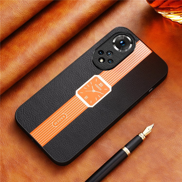 KADEM For Honor 50 / Huawei nova 9 Case Electroplated Leather+Acrylic+TPU Phone Back Cover - Orange
