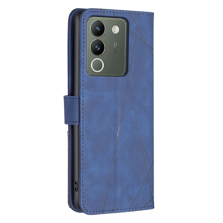 BINFEN COLOR BF05 For vivo Y200 (India) 5G Case Imprinted Wallet Shockproof PU Leather Phone Shell - Blue