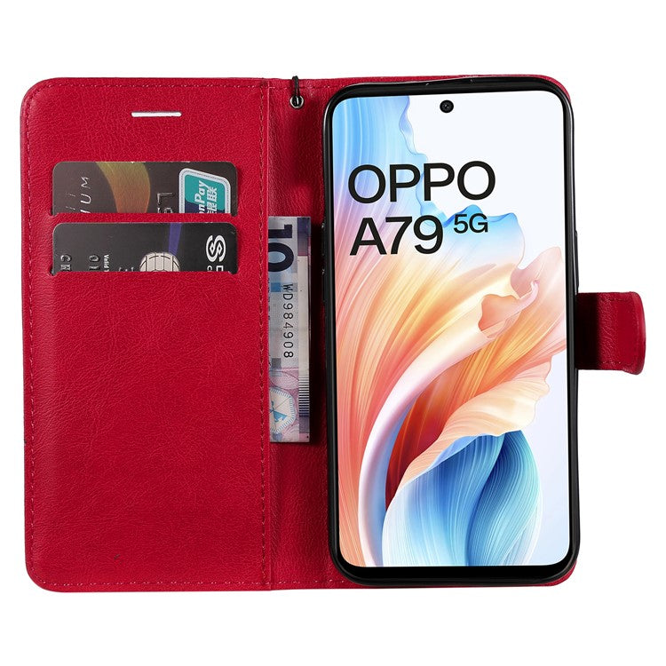 KT Leather Series-2 for Oppo A79 5G / A2 5G Case Magnetic PU Leather Phone Cover - Red