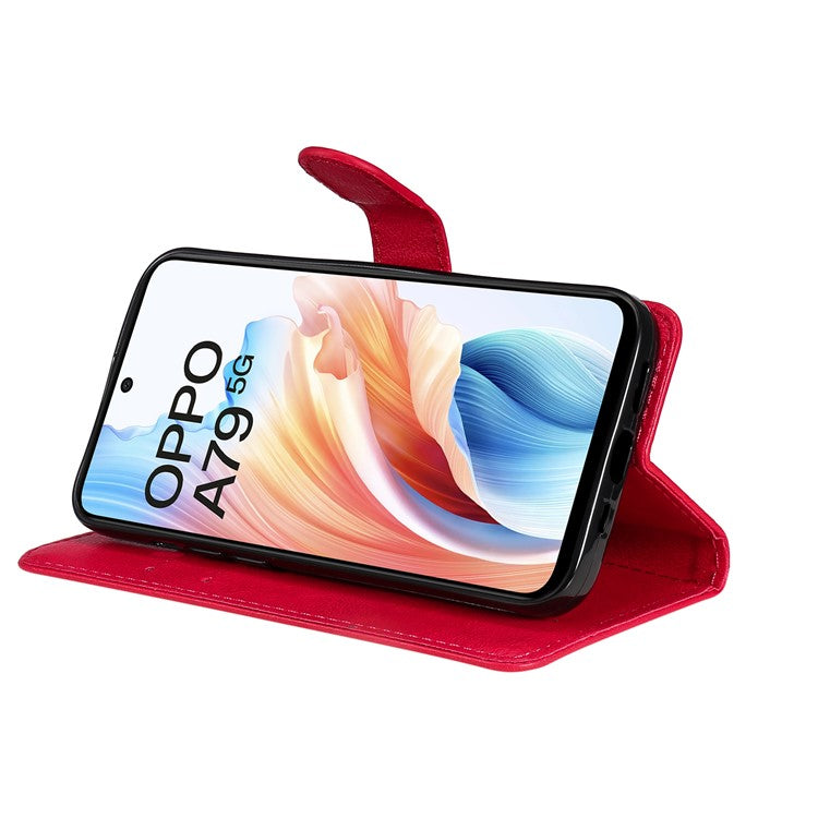 KT Leather Series-2 for Oppo A79 5G / A2 5G Case Magnetic PU Leather Phone Cover - Red