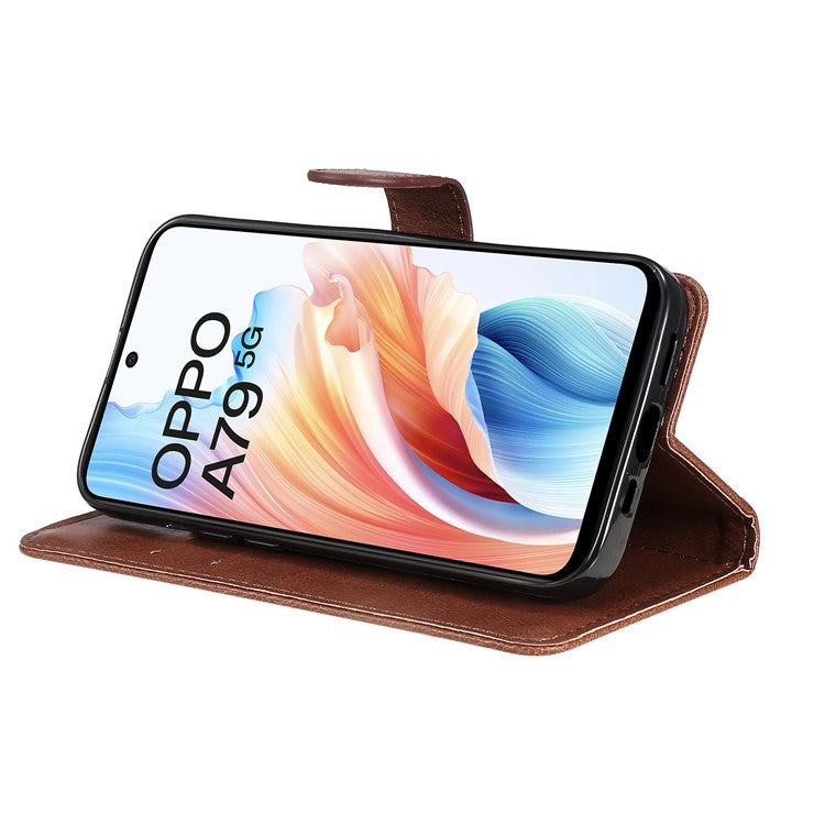 KT Leather Series-2 for Oppo A79 5G / A2 5G Case Magnetic PU Leather Phone Cover - Brown
