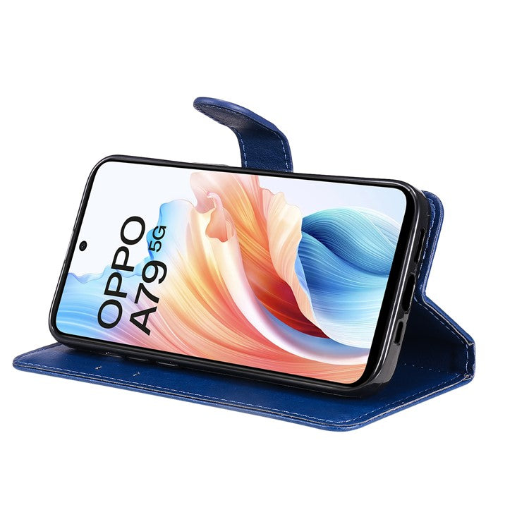 KT Leather Series-2 for Oppo A79 5G / A2 5G Case Magnetic PU Leather Phone Cover - Blue