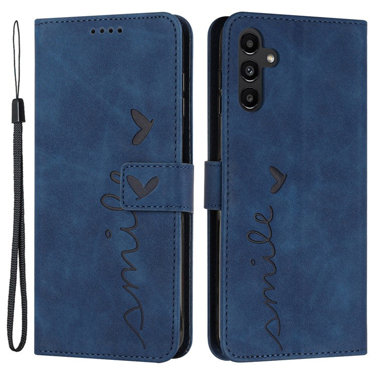 Skin-Touch Phone Case for Samsung Galaxy A15 5G Stand PU Leather Phone Cover Wallet - Sapphire