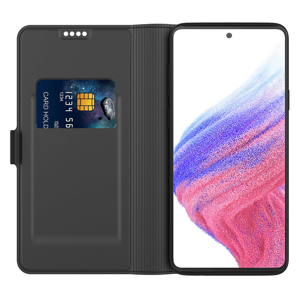 For Samsung Galaxy F34 5G / M34 5G Phone Case Card Slot Stand Leather Cover - Black