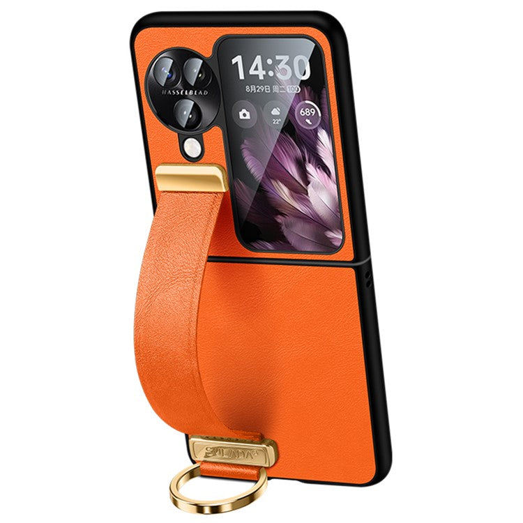 SULADA Fashion Series for Oppo Find N3 Flip 5G Phone Case Retractable Hand Strap Kickstand Cover - Orange