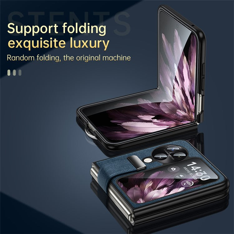 SULADA Fashion Series for Oppo Find N3 Flip 5G Phone Case Retractable Hand Strap Kickstand Cover - Brown