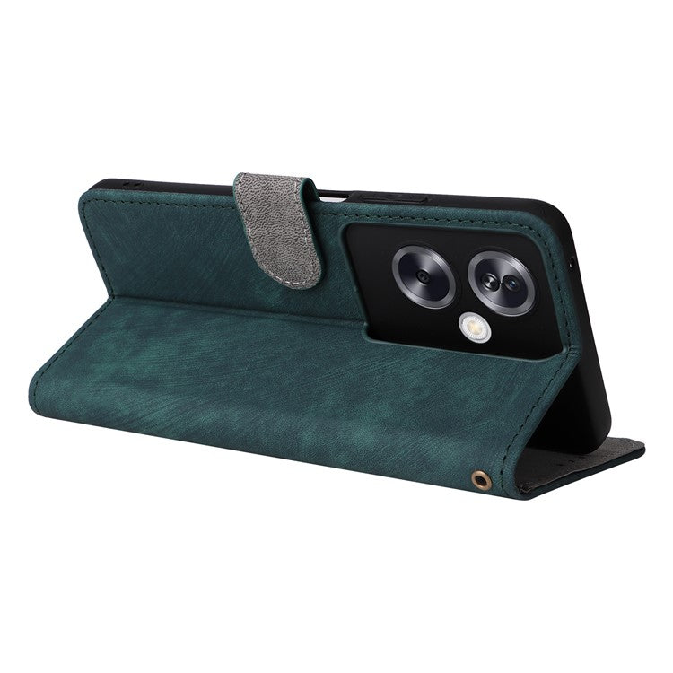 For Oppo A79 5G / A2 5G / OnePlus Nord N30 SE 5G Cell Phone Case with Strap RFID Blocking PU Leather Flip Cover - Green