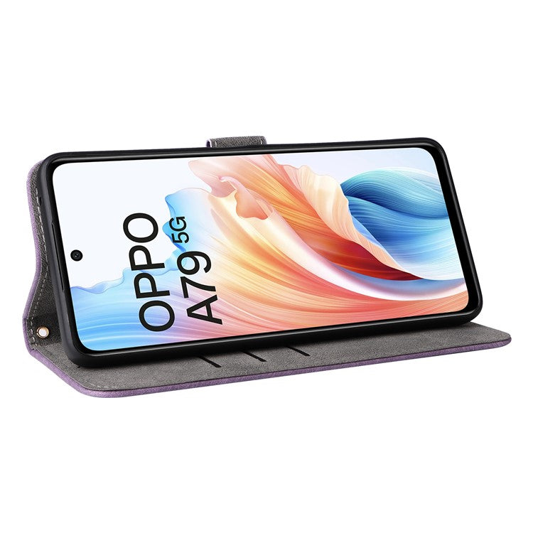 For Oppo A79 5G / A2 5G / OnePlus Nord N30 SE 5G Cell Phone Case with Strap RFID Blocking PU Leather Flip Cover - Purple