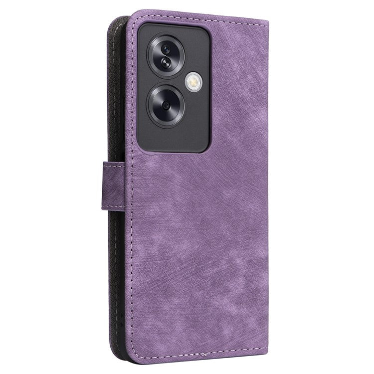 For Oppo A79 5G / A2 5G / OnePlus Nord N30 SE 5G Cell Phone Case with Strap RFID Blocking PU Leather Flip Cover - Purple