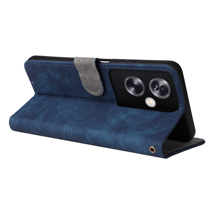 For Oppo A79 5G / A2 5G / OnePlus Nord N30 SE 5G Cell Phone Case with Strap RFID Blocking PU Leather Flip Cover - Blue