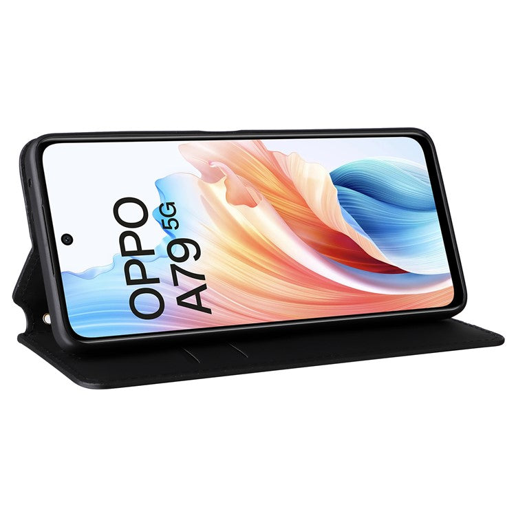 For Oppo A79 5G / A2 5G / OnePlus Nord N30 SE 5G PU Leather Cover Magnetic Cell Phone Case Wallet - Black