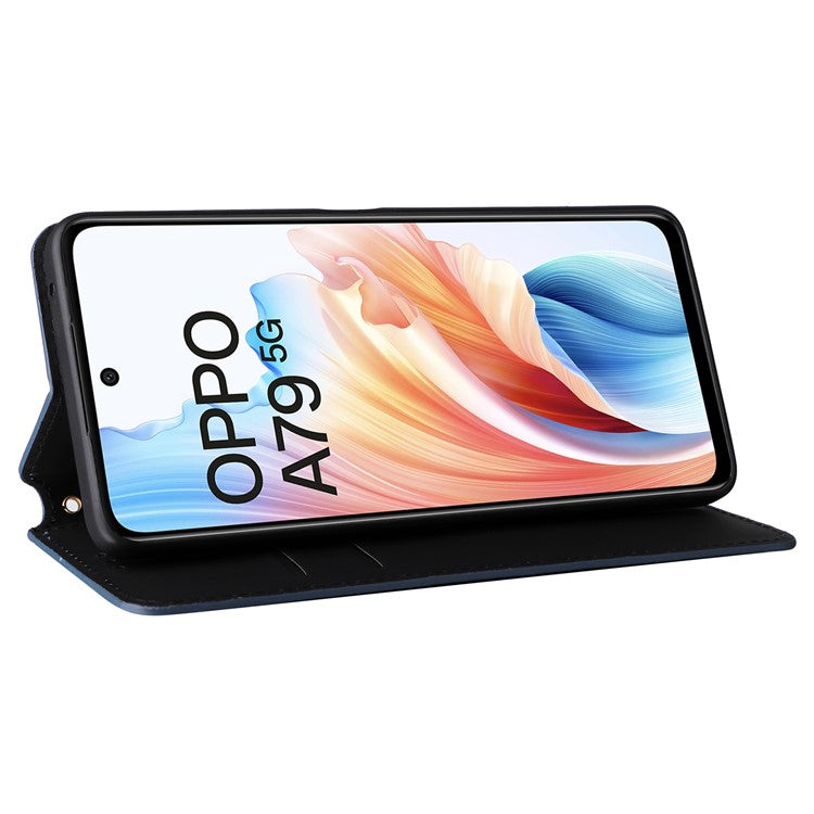 For Oppo A79 5G / A2 5G / OnePlus Nord N30 SE 5G PU Leather Cover Magnetic Cell Phone Case Wallet - Blue