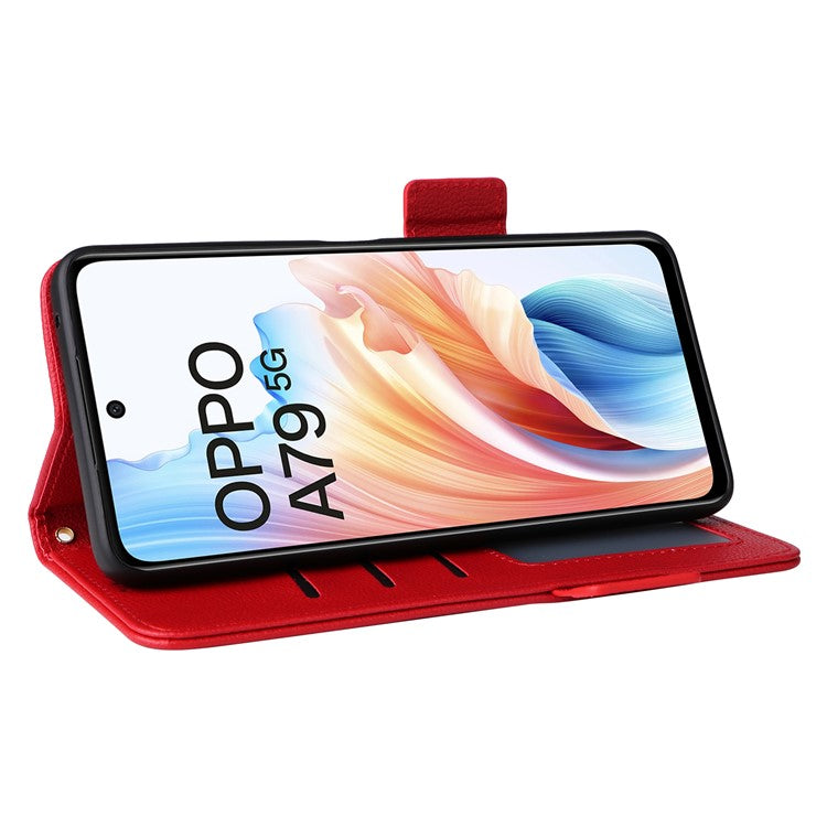 For Oppo A79 5G / A2 5G / OnePlus Nord N30 SE 5G Cover PU Leather Wallet Anti-Scratch Cell Phone Case with Strap - Red