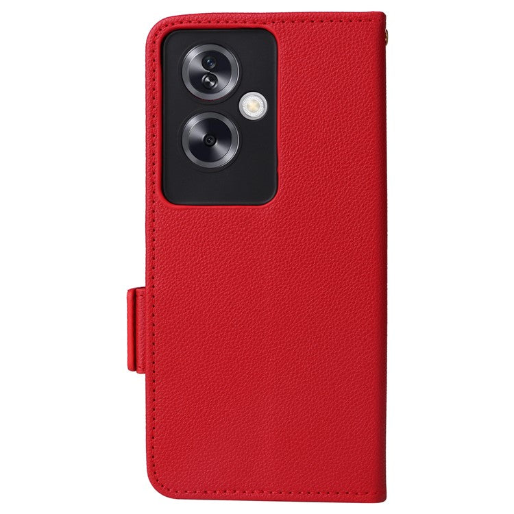 For Oppo A79 5G / A2 5G / OnePlus Nord N30 SE 5G Cover PU Leather Wallet Anti-Scratch Cell Phone Case with Strap - Red