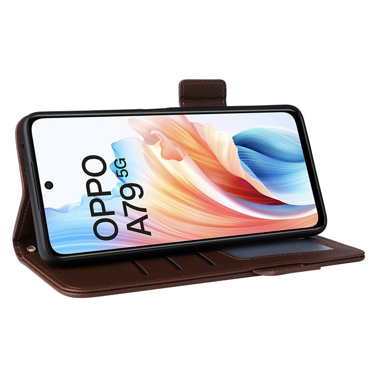 For Oppo A79 5G / A2 5G / OnePlus Nord N30 SE 5G Cover PU Leather Wallet Anti-Scratch Cell Phone Case with Strap - Brown