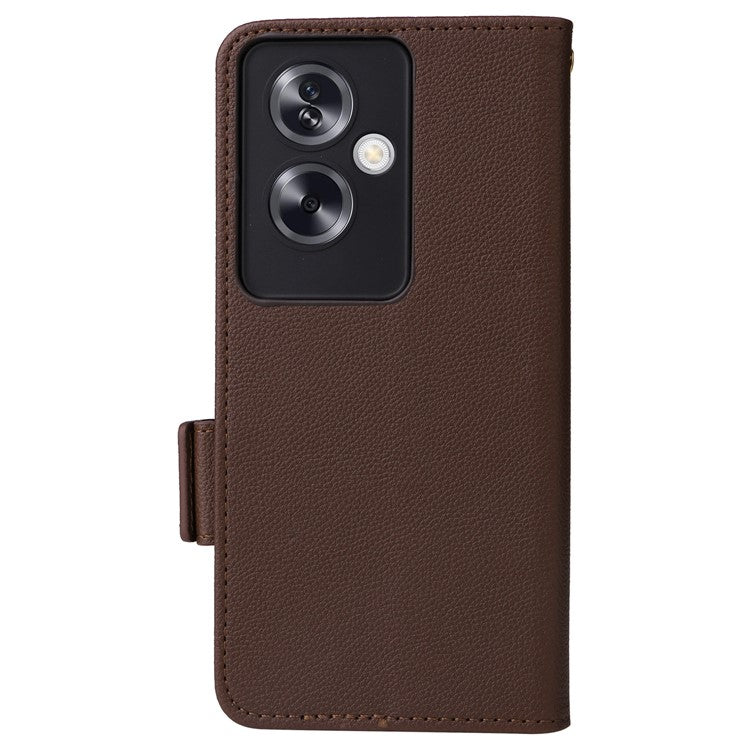 For Oppo A79 5G / A2 5G / OnePlus Nord N30 SE 5G Cover PU Leather Wallet Anti-Scratch Cell Phone Case with Strap - Brown