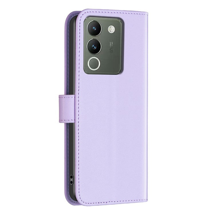 BINFEN COLOR BF17 For vivo Y200 (India) 5G Protective Case PU Leather Wallet Phone Cover - Purple