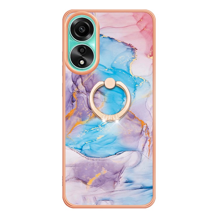 YB IMD Series-6 For Oppo A78 4G Case Marble Pattern Rotary Kickstand Phone TPU Cover - Milky Way Marble Blue