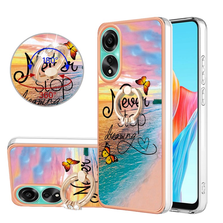 YB IMD Series-6 For Oppo A78 4G Case Marble Pattern Rotary Kickstand Phone TPU Cover - Never Stop Dreaming