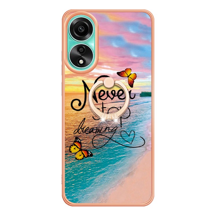 YB IMD Series-6 For Oppo A78 4G Case Marble Pattern Rotary Kickstand Phone TPU Cover - Never Stop Dreaming