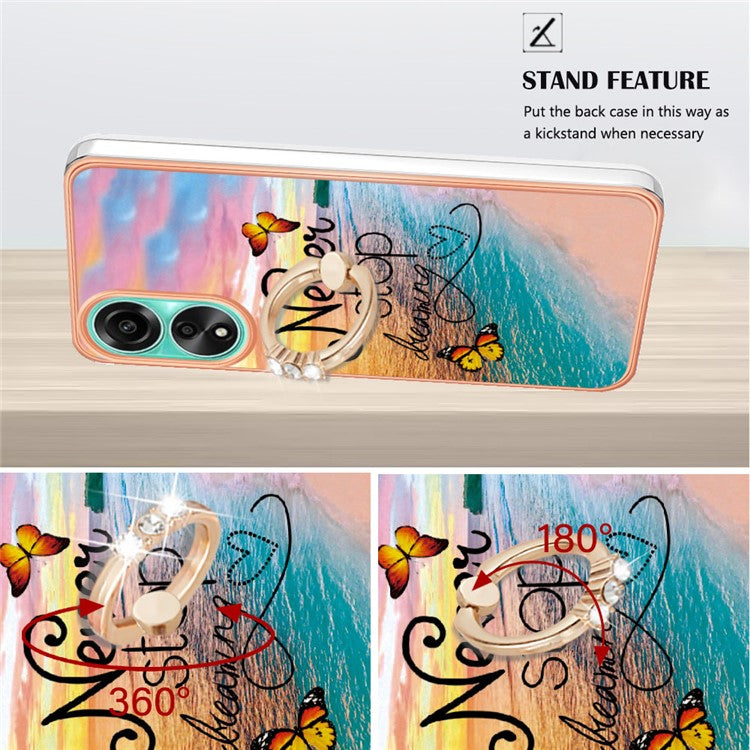 YB IMD Series-6 For Oppo A78 4G Case Marble Pattern Rotary Kickstand Phone TPU Cover - Never Stop Dreaming