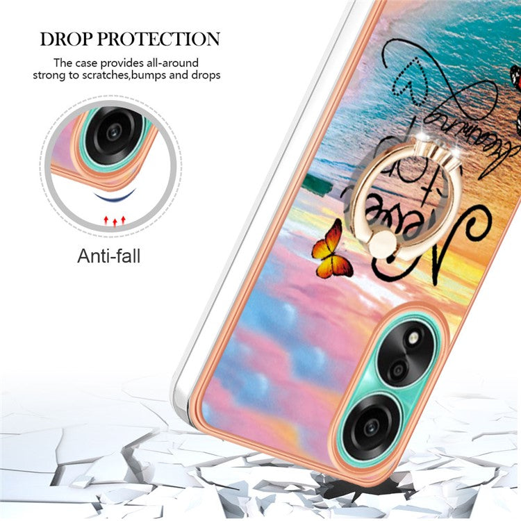YB IMD Series-6 For Oppo A78 4G Case Marble Pattern Rotary Kickstand Phone TPU Cover - Never Stop Dreaming