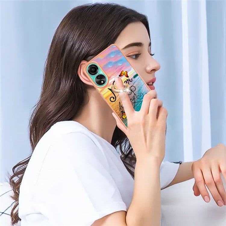 YB IMD Series-6 For Oppo A78 4G Case Marble Pattern Rotary Kickstand Phone TPU Cover - Never Stop Dreaming