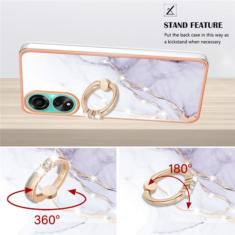 YB IMD Series-10 For Oppo A78 4G Cell Phone Cases IMD Marble Kickstand TPU Shockproof Cover - White 006