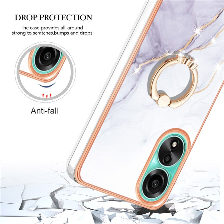 YB IMD Series-10 For Oppo A78 4G Cell Phone Cases IMD Marble Kickstand TPU Shockproof Cover - White 006