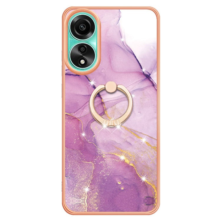 YB IMD Series-10 For Oppo A78 4G Cell Phone Cases IMD Marble Kickstand TPU Shockproof Cover - Purple 001