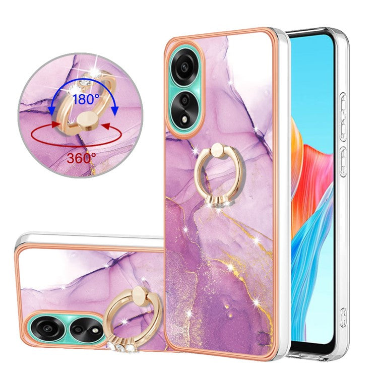 YB IMD Series-10 For Oppo A78 4G Cell Phone Cases IMD Marble Kickstand TPU Shockproof Cover - Purple 001
