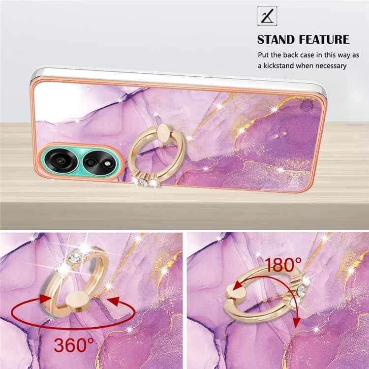 YB IMD Series-10 For Oppo A78 4G Cell Phone Cases IMD Marble Kickstand TPU Shockproof Cover - Purple 001